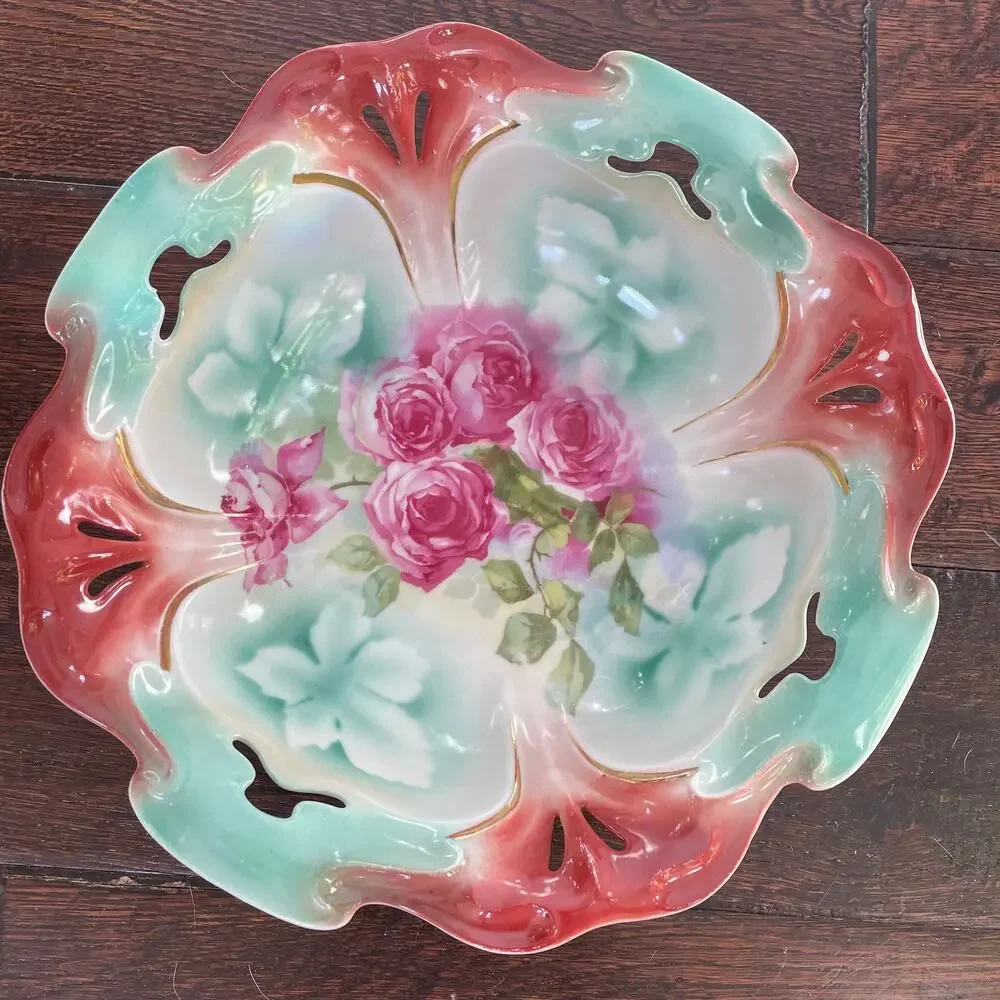Antique Johann Seltmann Vohenstrauss Bavaria Serving Bowl Hand Painted READ